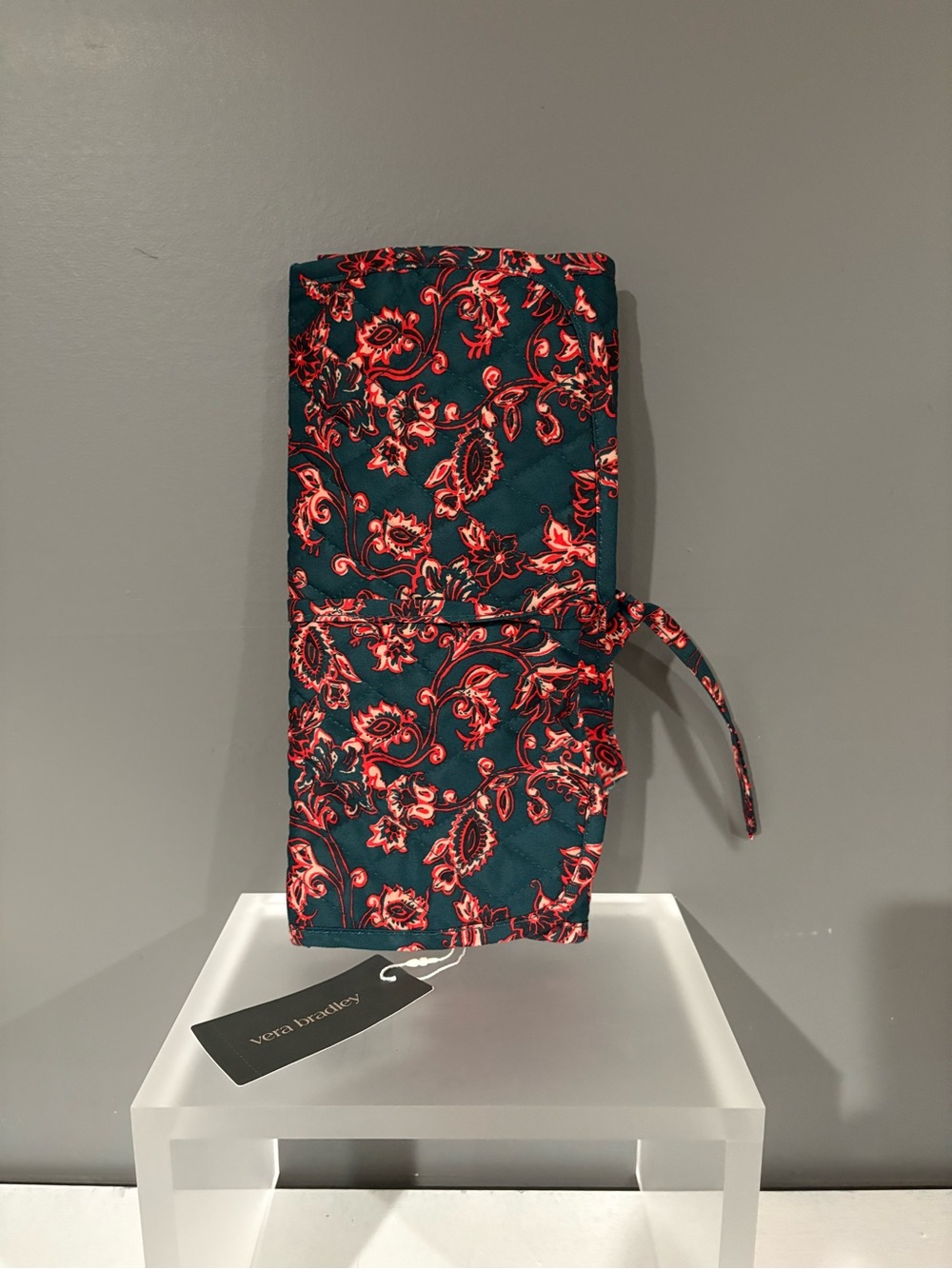 Vera Bradley Teal and Coral Paisley Quilted Roll-Up Pouch